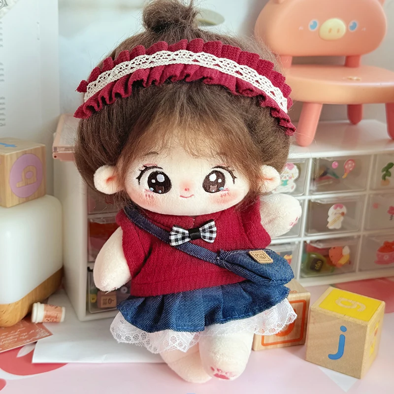 20cm Idol Doll Plush Cotton Star Dolls Kawaii Stuffed Baby Plushies bear overalls No Attributes Dolls Toys Kids Collection Gift 3