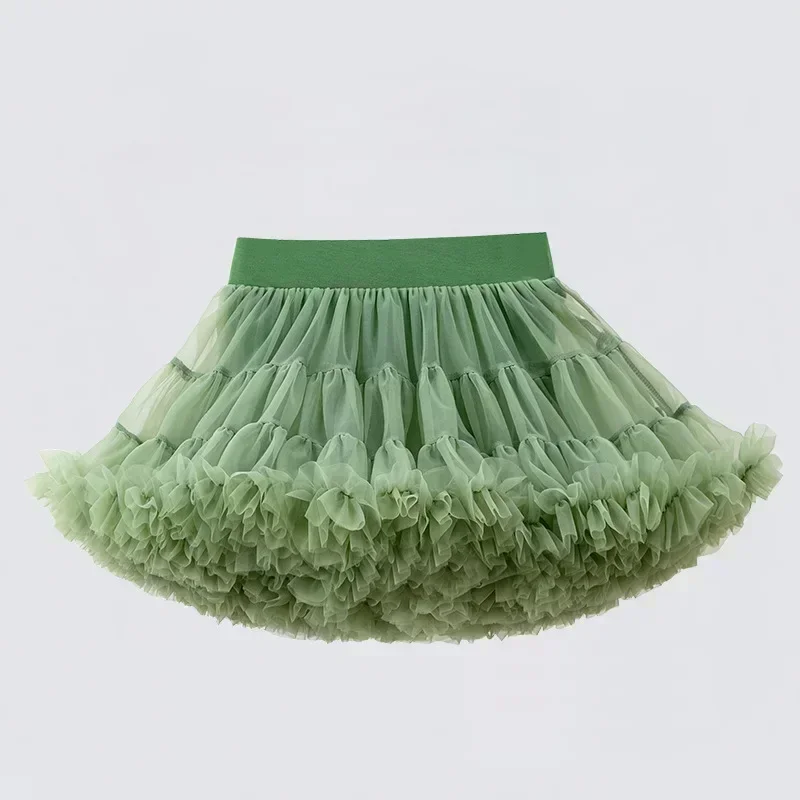 1-8T Lace Skirt Girls Fluffy Chiffon Pettiskirt Solid Colors Tutu Skirts Girl Dance Skirt Christmas Tulle Petticoat Tulle B062 4