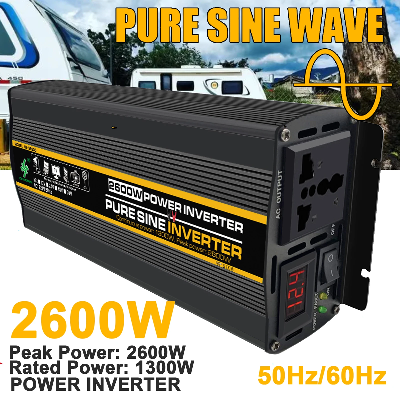 2600W 2000W 1800W 1000W Inverter A Onda Sinusoidale Pura Da 12V A 220V Trasformatore Inverter Solare Auto Rv Inverter Di Potenza 50Hz 60Hz