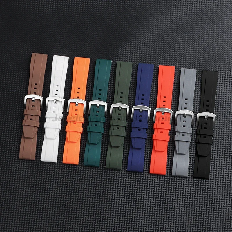 Versatile Quick Release Silicone Sports Watch Strap - Available in Black, Green, and Orange