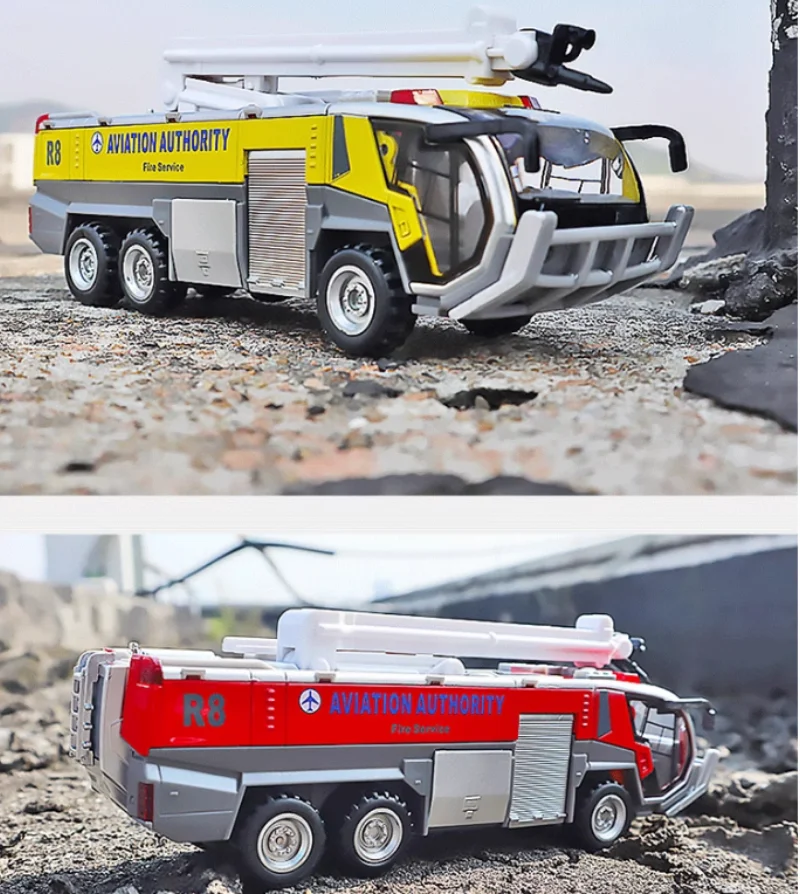 Alloy Car Airport Fire Truck Model Engineering Car Sound And Light