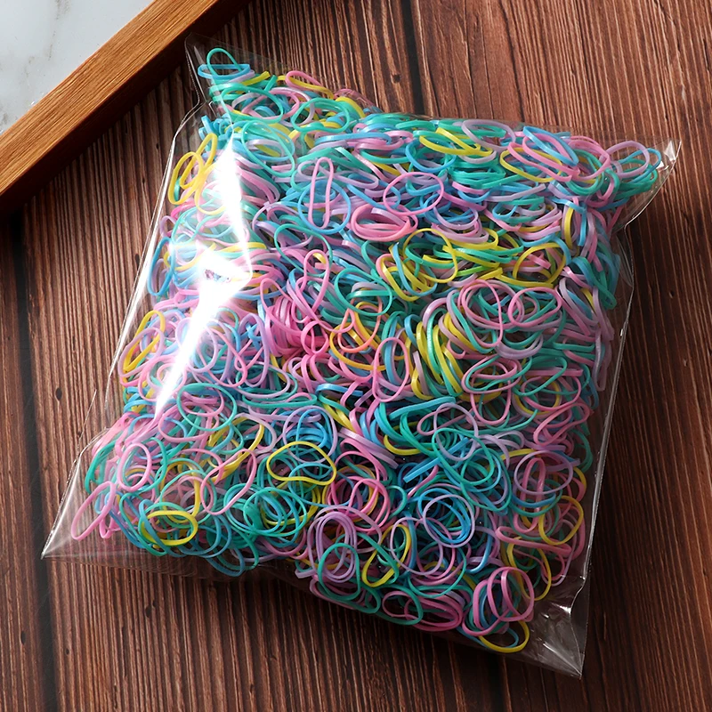 Hair Accessories Children's High Elasticity Rubber Band Hair Rope Colored Girls Ponytail hairband 2000 Piece Pack