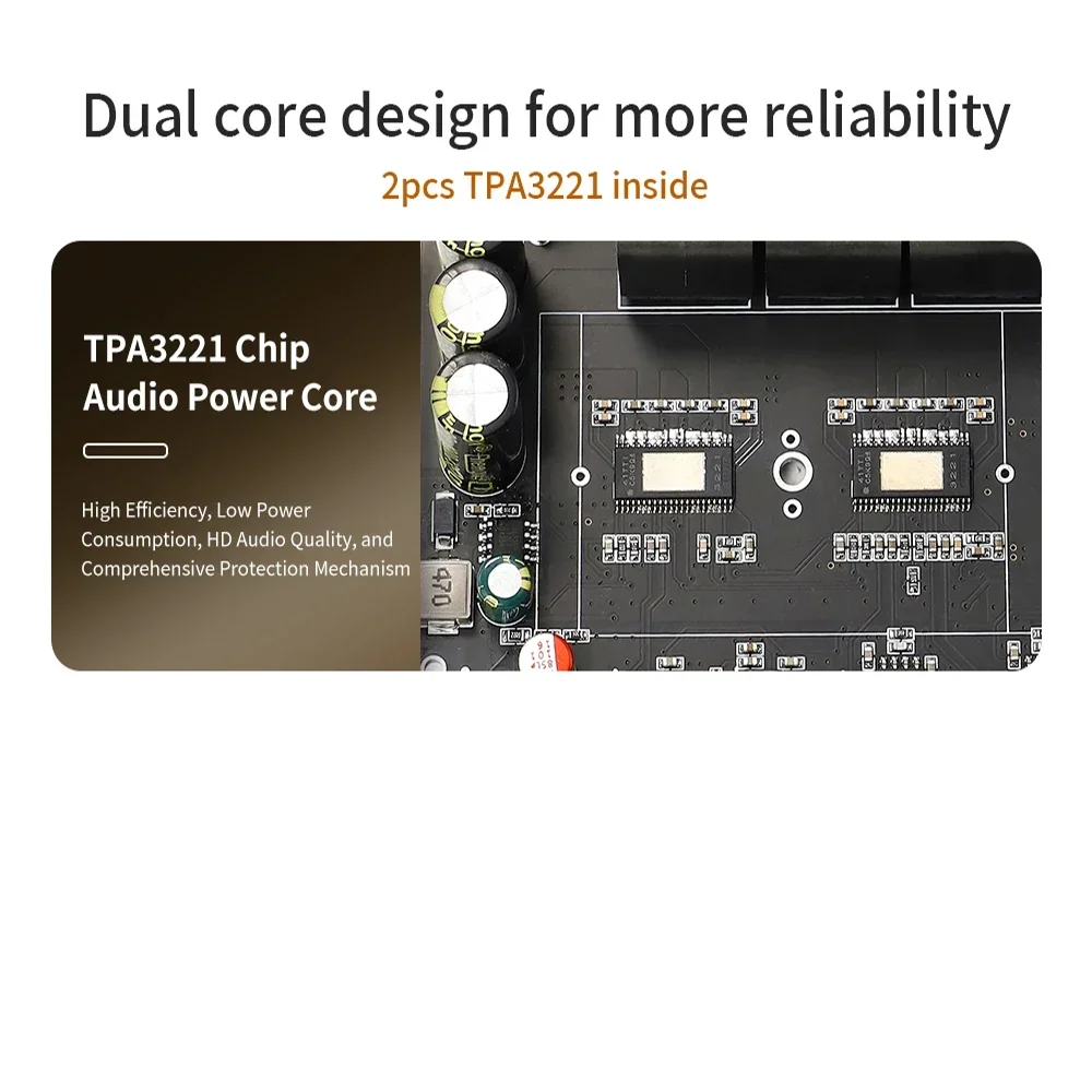 2*100W+200W TPA3221 Bluetooth Power Amplifier Board 2.1 Ch Class D USB Sound Card Subwoofer Theater Audio Stereo Equalizer Amp 4