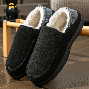 Winter Slippers for men Mark Line TPR Sole Comfortable Felt Warm Non Slip Soft Memory Foam Cushion House Shoes