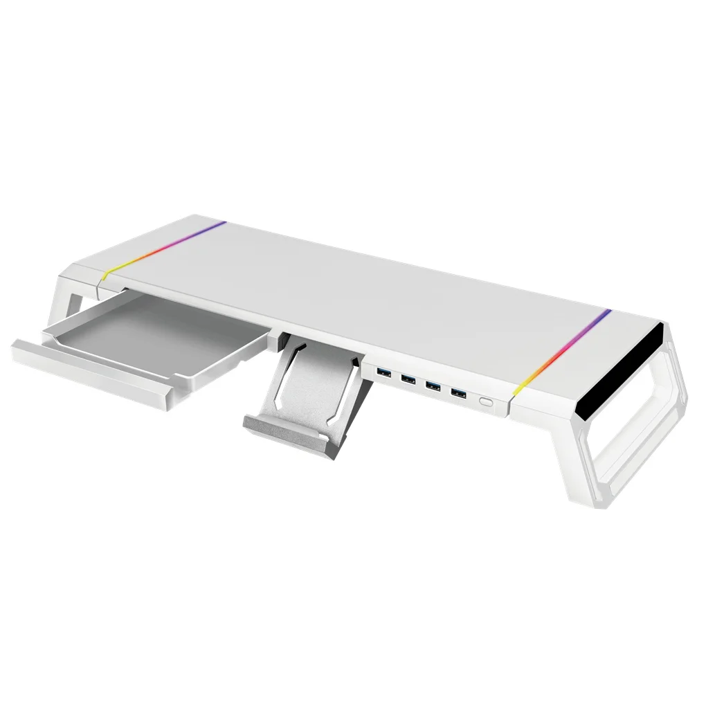 Computador Portátil Monitor Suporte de Montagem Riser com Gaveta de Armazenamento Suporte de Mesa com Portas Usb Mesa Dormitório Resistente