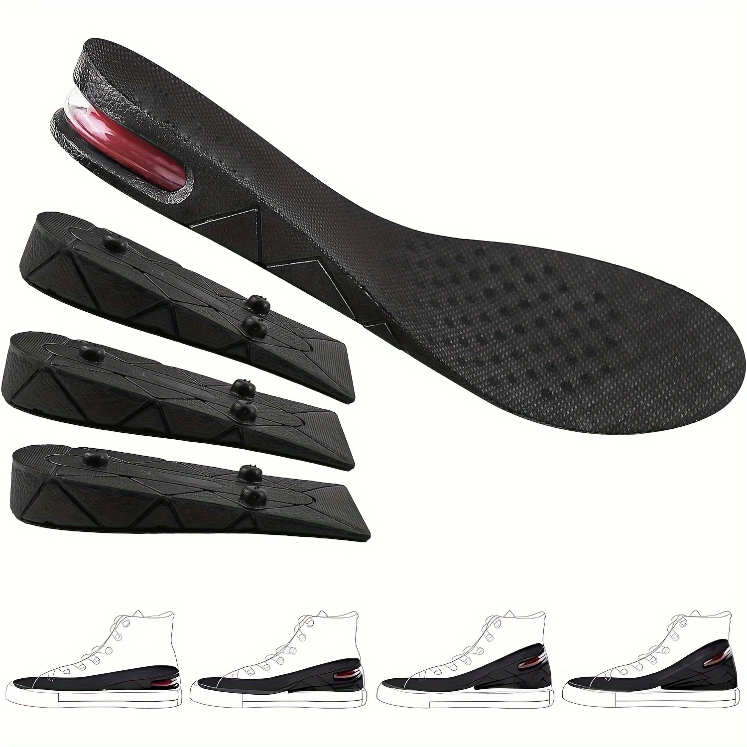Adjustable ComfortMax Height-Increasing Insoles-Customizable Lift for Men & Women-Instantly Add Height with Concealed Design