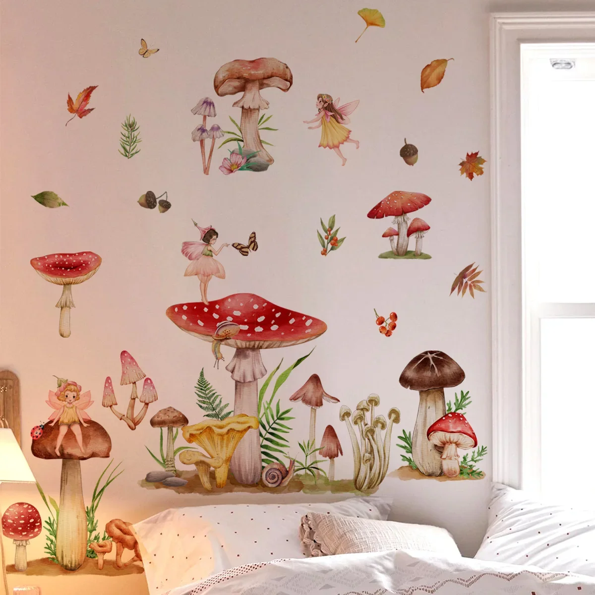 

Mushroom Fairy Wall Stickers Kids Child Room Deoration Nursery Decorative Cartoon Decor Home Interior Peel Stick Decals Baby Art