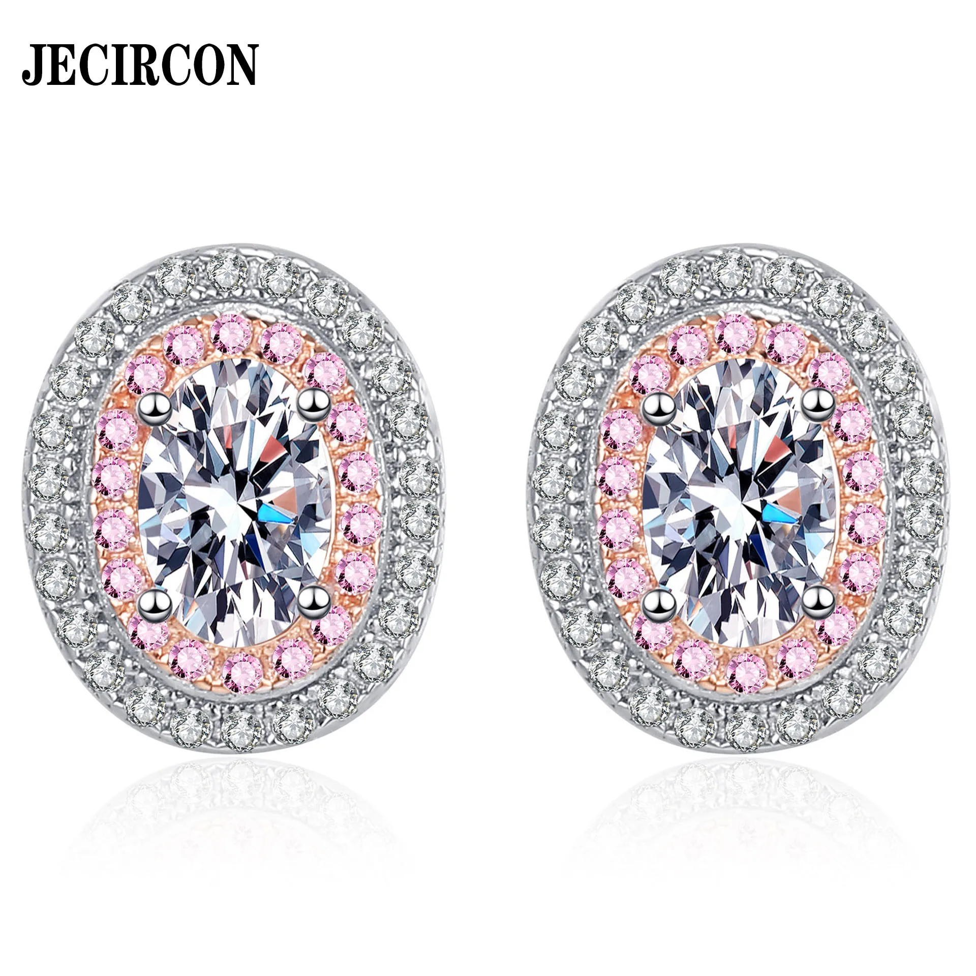 JECIRCON 925 Sterling Silver Egg-shaped Moissanite Stud Earrings for Women PT950 Gold Plated Luxury Wedding Party Fine Jewelry