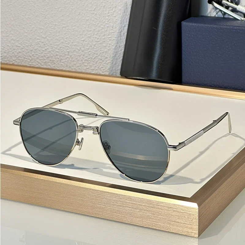 

Classic Sliver Flip On Sunglasses Male 90AIU Double Bridge Pilot Sunnies 2024 New Arrive High Street Alloy Solar Glasses