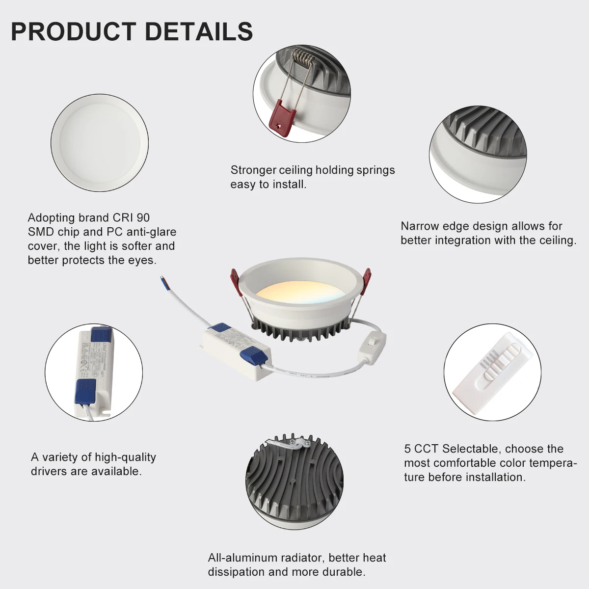 Tuya Zigbee DALI 5CCT Switchable Recessed Led Ceiling Lights 110V 220V 5W 9W 12W Spotlight led downlight recessed ceiling spotlight ceiling lamps