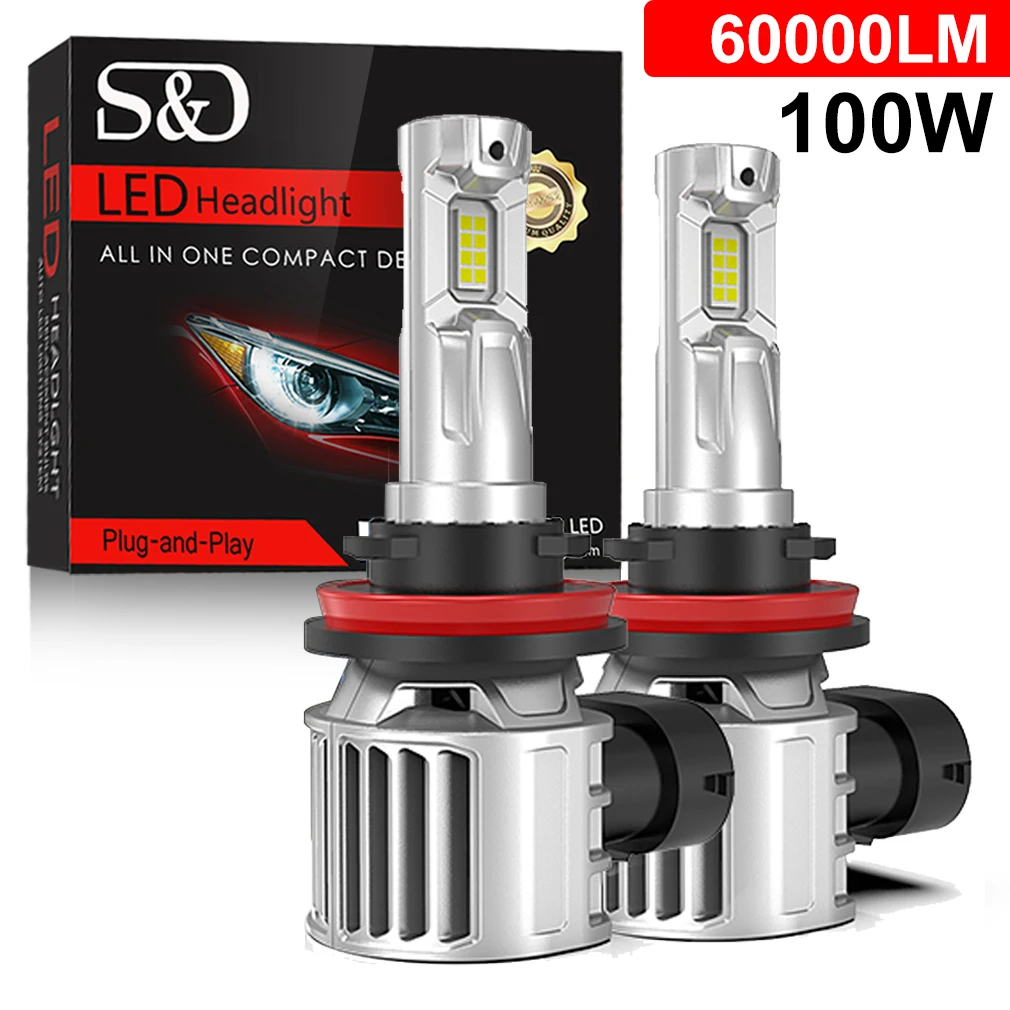 Bombillas LED para faros delanteros de coche, lámpara de cabeza con  ventilador, 100 CSP 1:1, 12V, 3570 K, 6000 W, H7, potente, H7, 2 piezas -  AliExpress