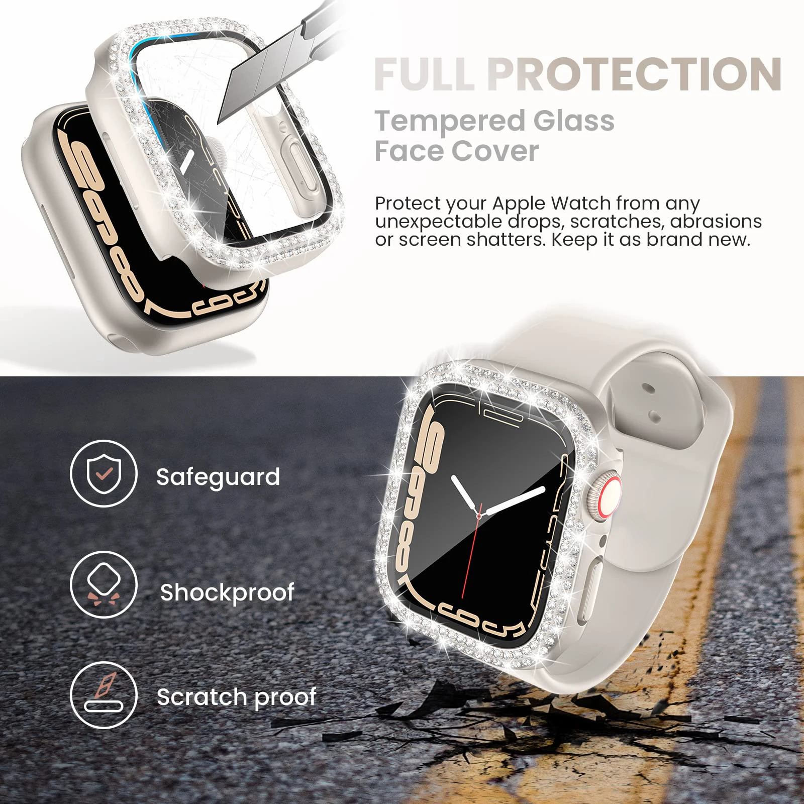 Luxury Bling Glass-Diamond Apple Watch Bumper Protector
