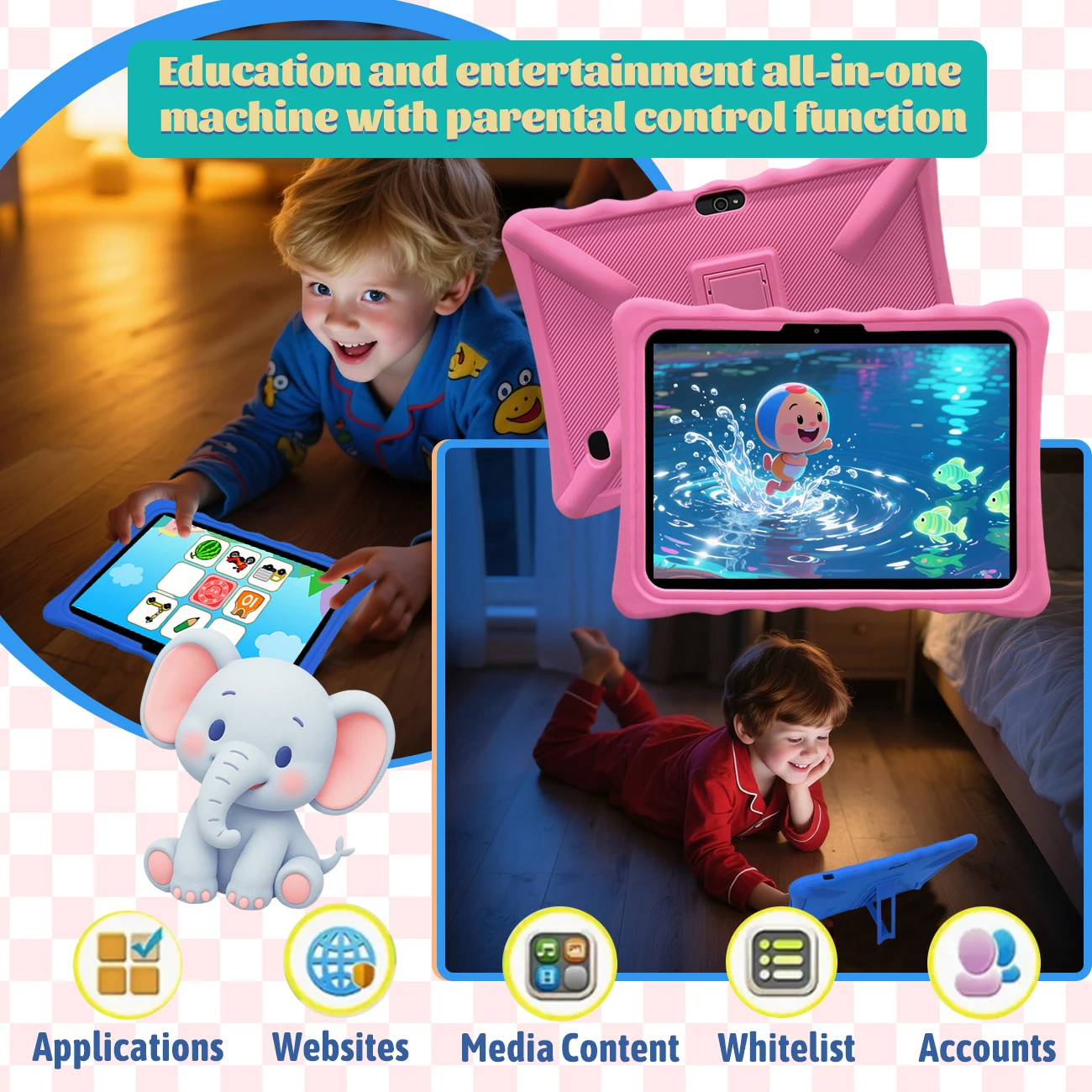 10.1인치 안드로이드 13 쿼드 코어 3GB 램 64GB 저장용량 와이파이 4000mAh 배터리 부모 관리 듀얼 카메라 어린이 선물용 PC 패드