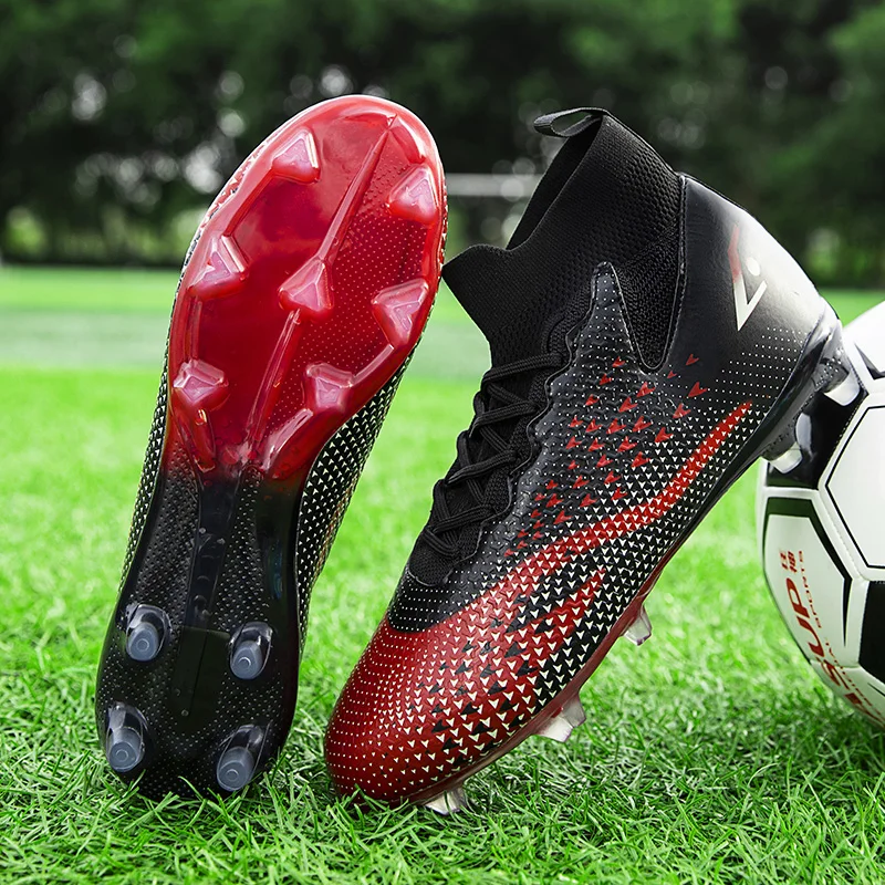 

Black Men‘s Football Shoes Outdoor Spikes Soccer Shoes Turf Futsal Soccer Cleats Breathable Anti Slip Football Training Sneakers