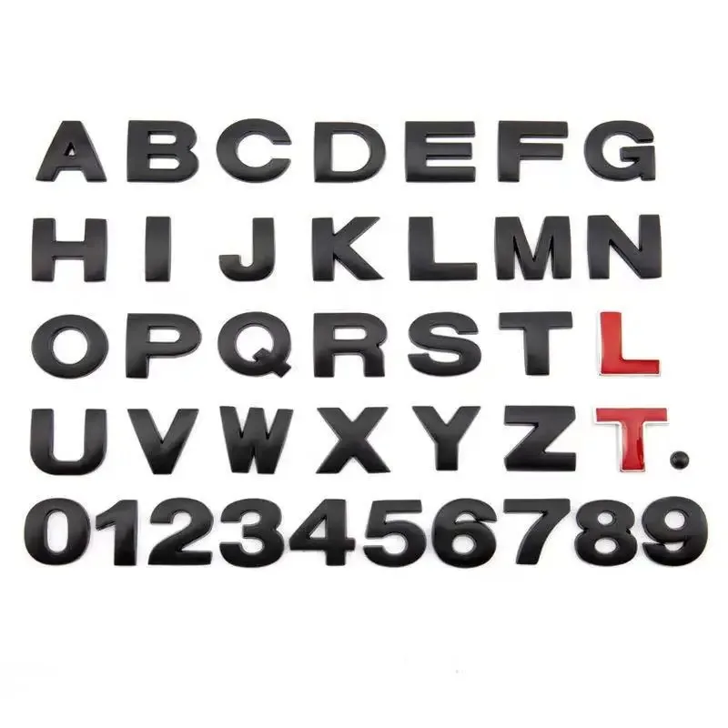 

3D Metal 45mm 25mm DIY Letters Alphabet Emblem Decals Numbers Chrome Labeling Car Sticker Trunk Logo Digital Badge Accessories