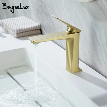 Bagnolux miscelatore monocomando miscelatore monocomando per lavabo da bagno montato su piattaforma in ottone nero opaco spazzolato oro 1