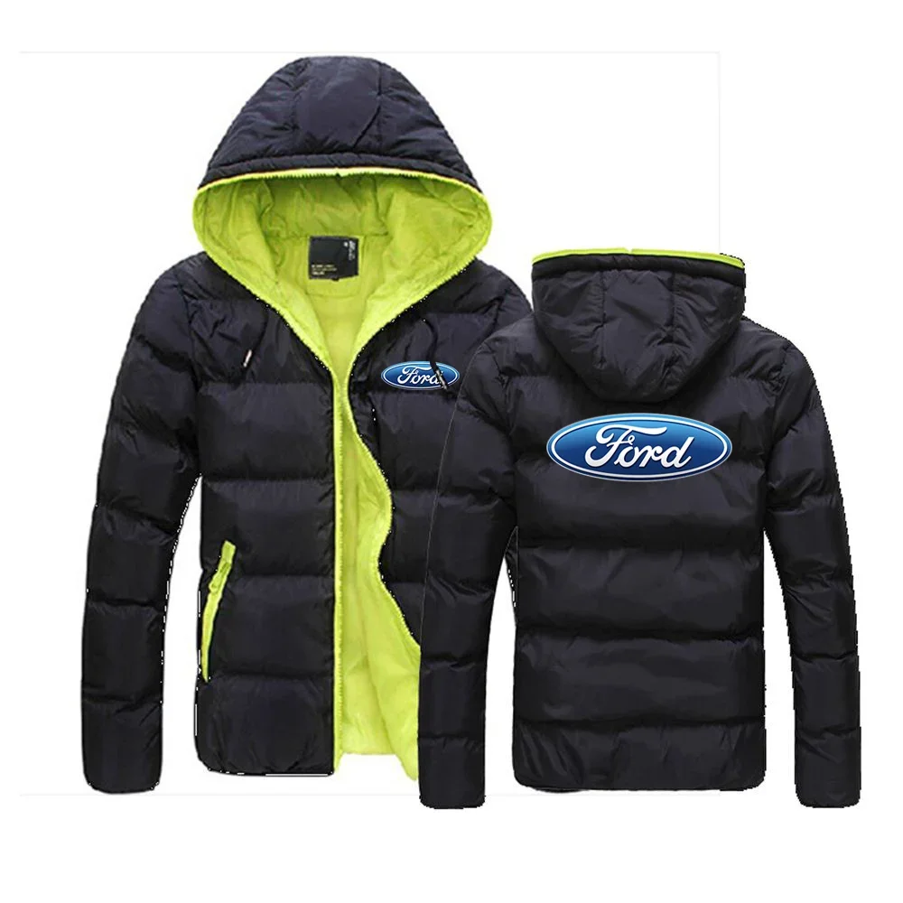 

2024 New Fashion Ford Logo Printing Autumn Winter Comfortable Thicken Warm Padded Jacket Men's Zip Long Sleeve Hip Hop Sportwear