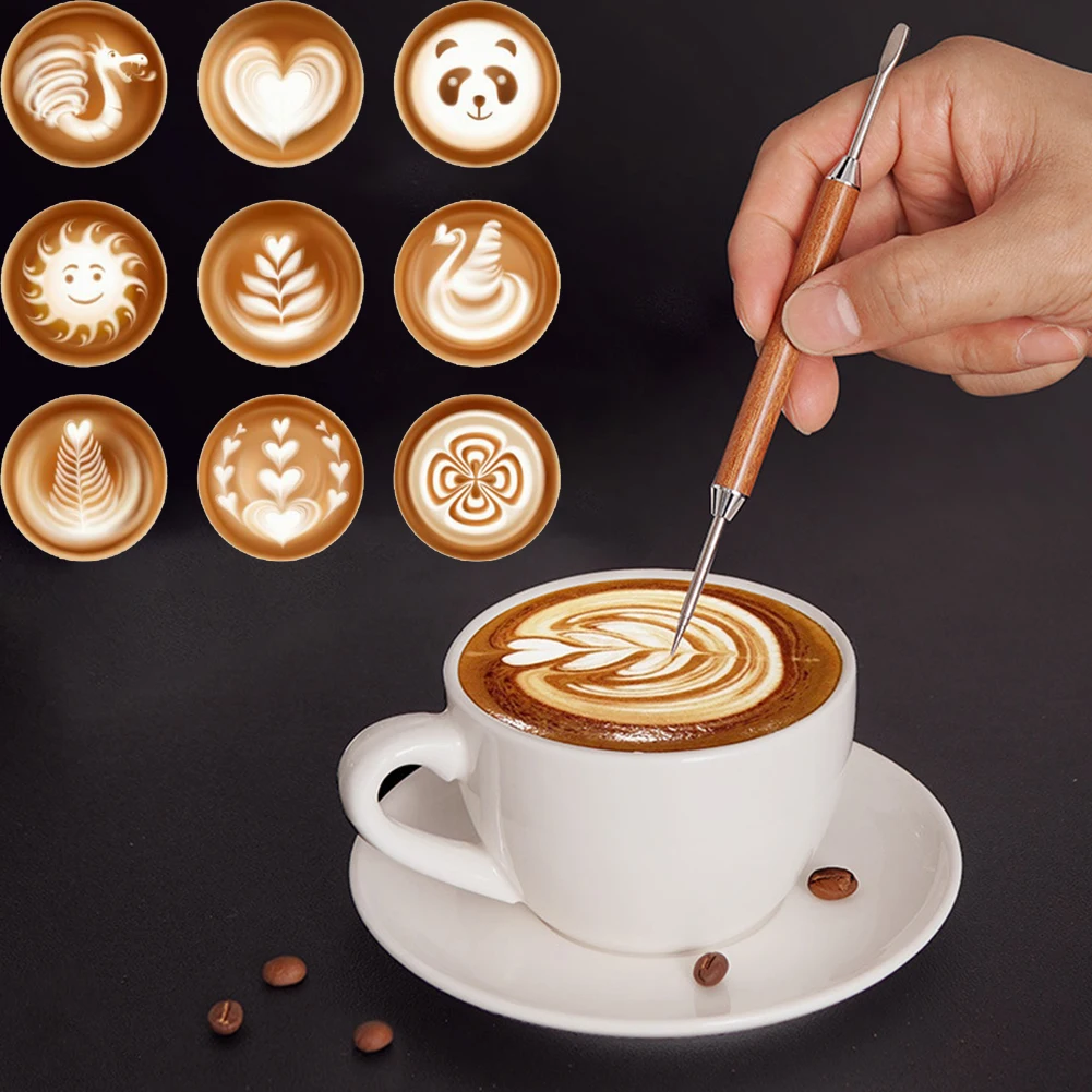 Latte Pull Flower Needle Stainless Steel Coffee Decorating Art Pen Cappuccino Espresso Art Needles Barista Coffee Accessories