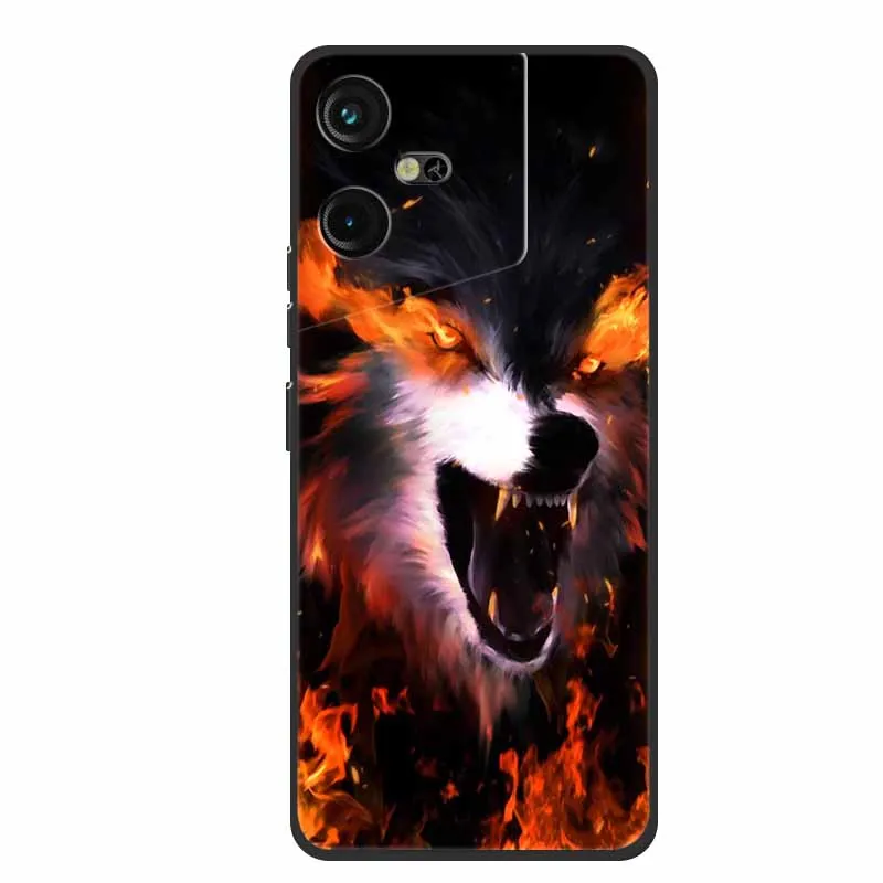 Luxury Soft Silicone TPU Phone Back Cover with Animal Wolf Design
