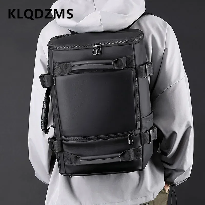 

Рюкзак KLQDZMS мужской из ПУ кожи, ручная многофункциональная сумка на плечо для ноутбука, вместительная Водонепроницаемая деловая школьная сумка