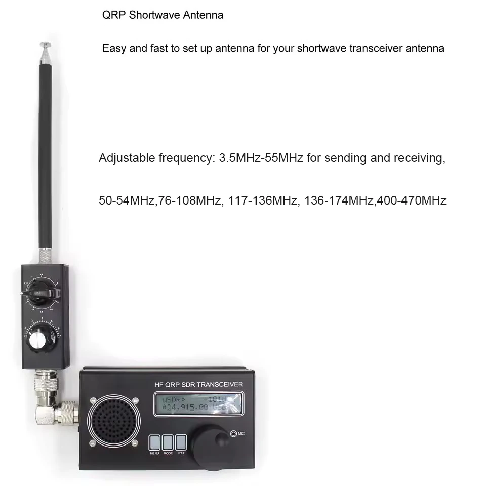 Mini-ANT 20W QRP Shortwave Antenna 5-55MHz for Yaesu FT-817 818 ICOM 703 K1 USDX