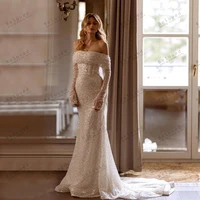 Glitter Wedding Dresses Glamorous Bridal Gowns Off The Shoulder Mermaid Sweep Train Robes Sequin Vestidos De Novia Customized 1