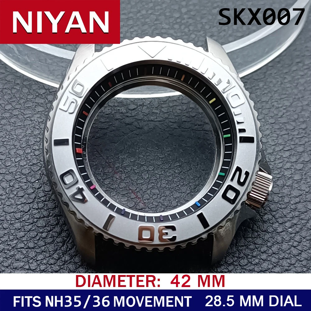 High-Quality 42mm Men's Steel Black Watch Case with Sapphire Glass and 22mm Band