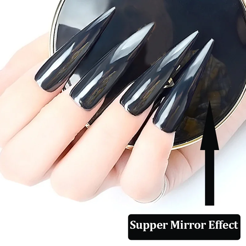 1g/box Super Magic Mirror Black Nail Glitter UV Gel Polish Chrome Nail Pigment for Nails DIY