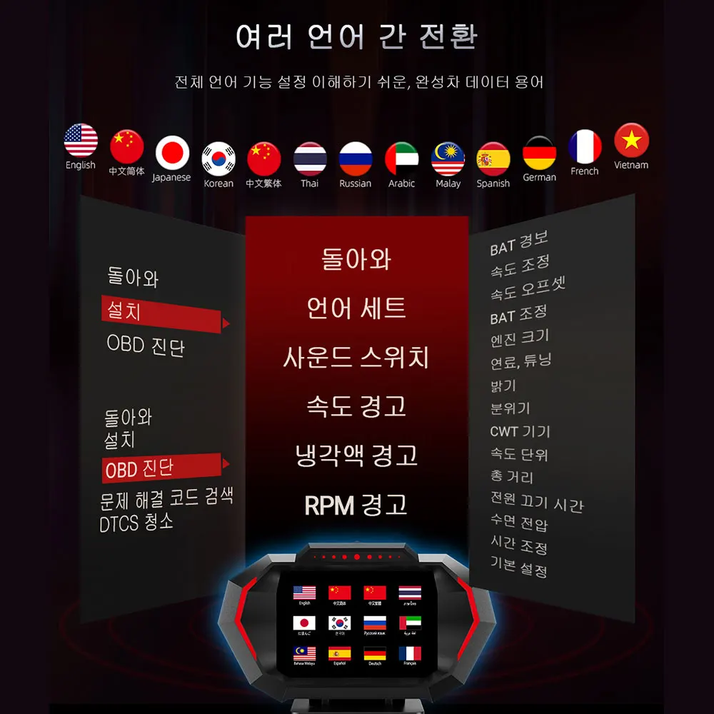 OBD + GPS HUD P24 ڵ OBD   ÷, HUD º ǻ  ӵ   Һ    ý + ۷ι Ŵ ý  ÷ P24 ڵ 