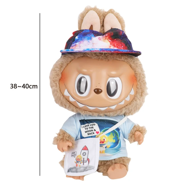 Labubu 38-40cm Big Doll Clothes Set – Cute Cartoon T-Shirt, Bag & Hat Outfit for V3 Cotton Toy, Perfect Gift 4