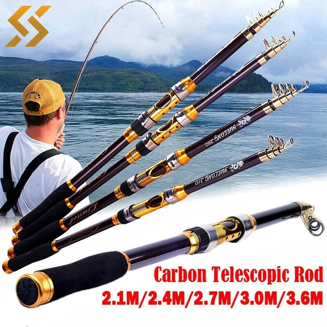 NEW 2.1M 3.6M Portable Carbon Fiber Telescopic Fishing Rod Portable Spinning  Rod and Reels Multifunction Carp Trout Pole Set - AliExpress