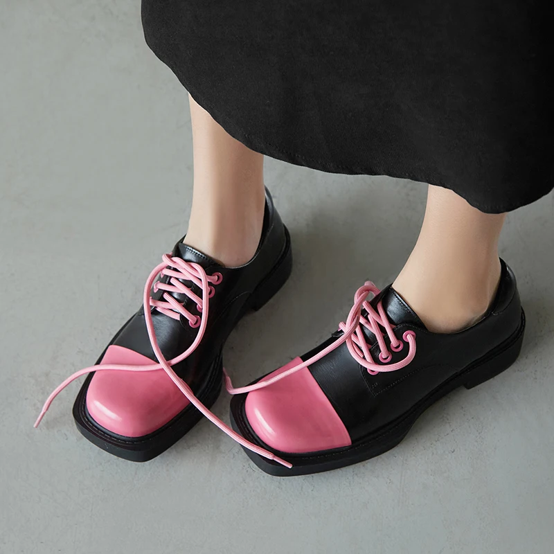 多数取りそろえる 女性用レザーパンプス 長さ22 22 Cm スクエアトゥ 対照的な色 春の靴 24 5 先着特典付 Petelect Jp