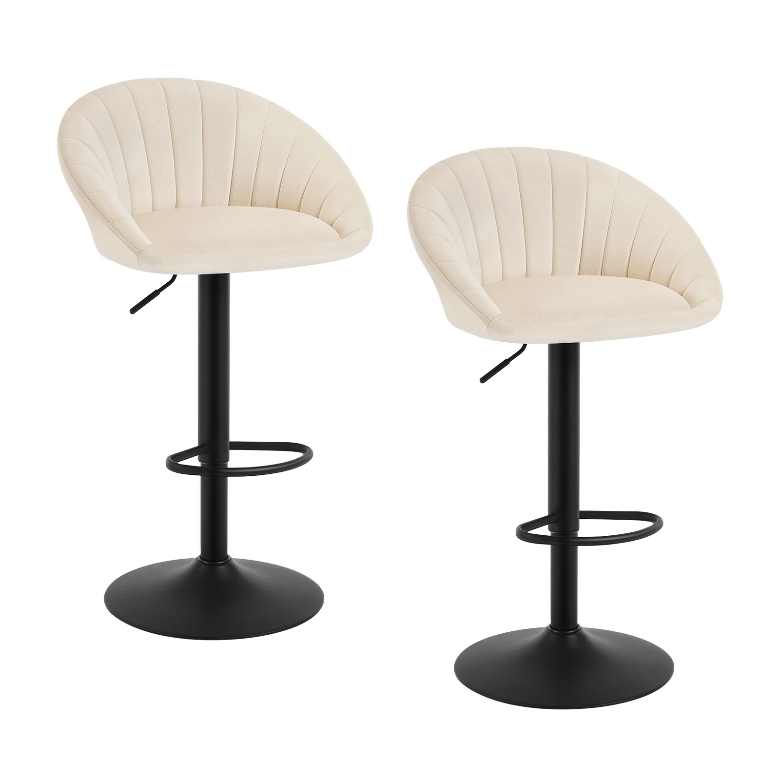 WOLTU 2 Stück/Set höhenverstellbare Barhocker aus Samt/Kunstleder, Küchenhocker, 360° drehbar, ergonomischer Barstuhl mit Rückenlehne – Detail 19
