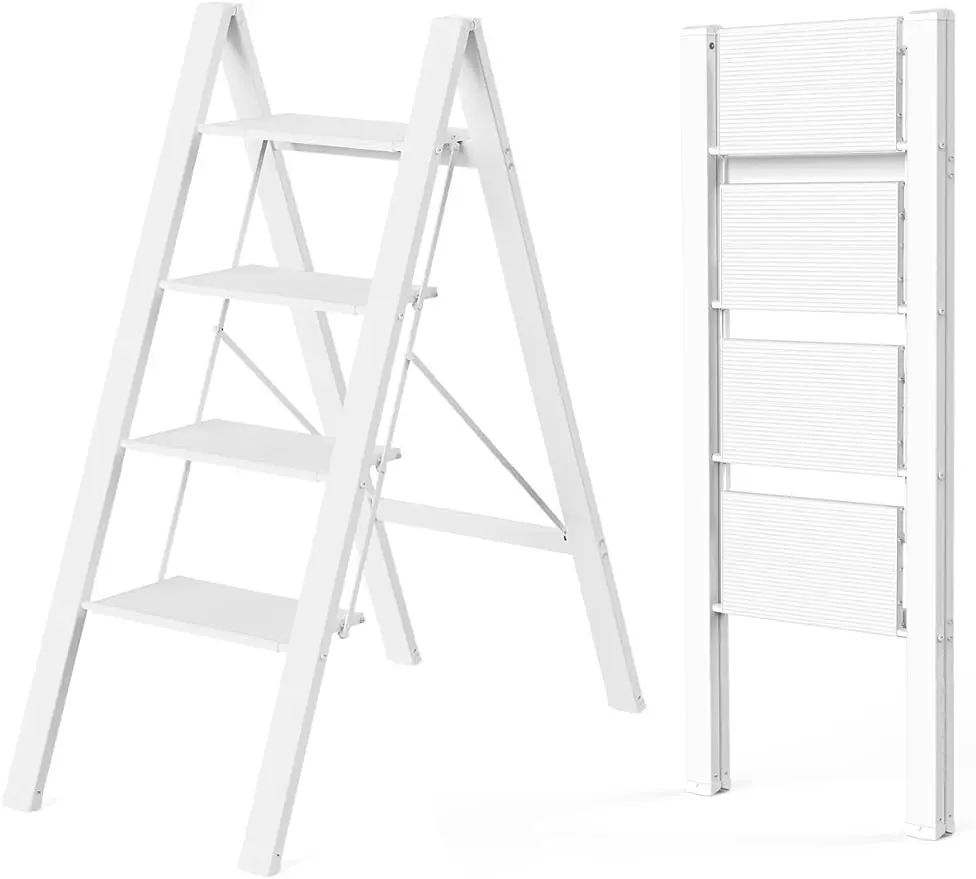 

WOA WOA Step Ladder, Folding Step Stool with Anti Slip Pedals, Lightweight Aluminum Ladder, 300 lbs Capacity, Compact Household