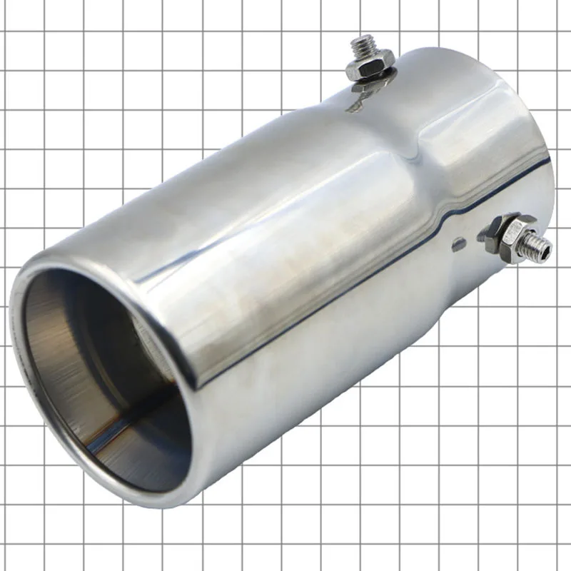 2.5Inch In 4Inch Out Stainless Chrome Car Tail Rear Exhaust Muffler Pipe Tip Cut - Foto 13