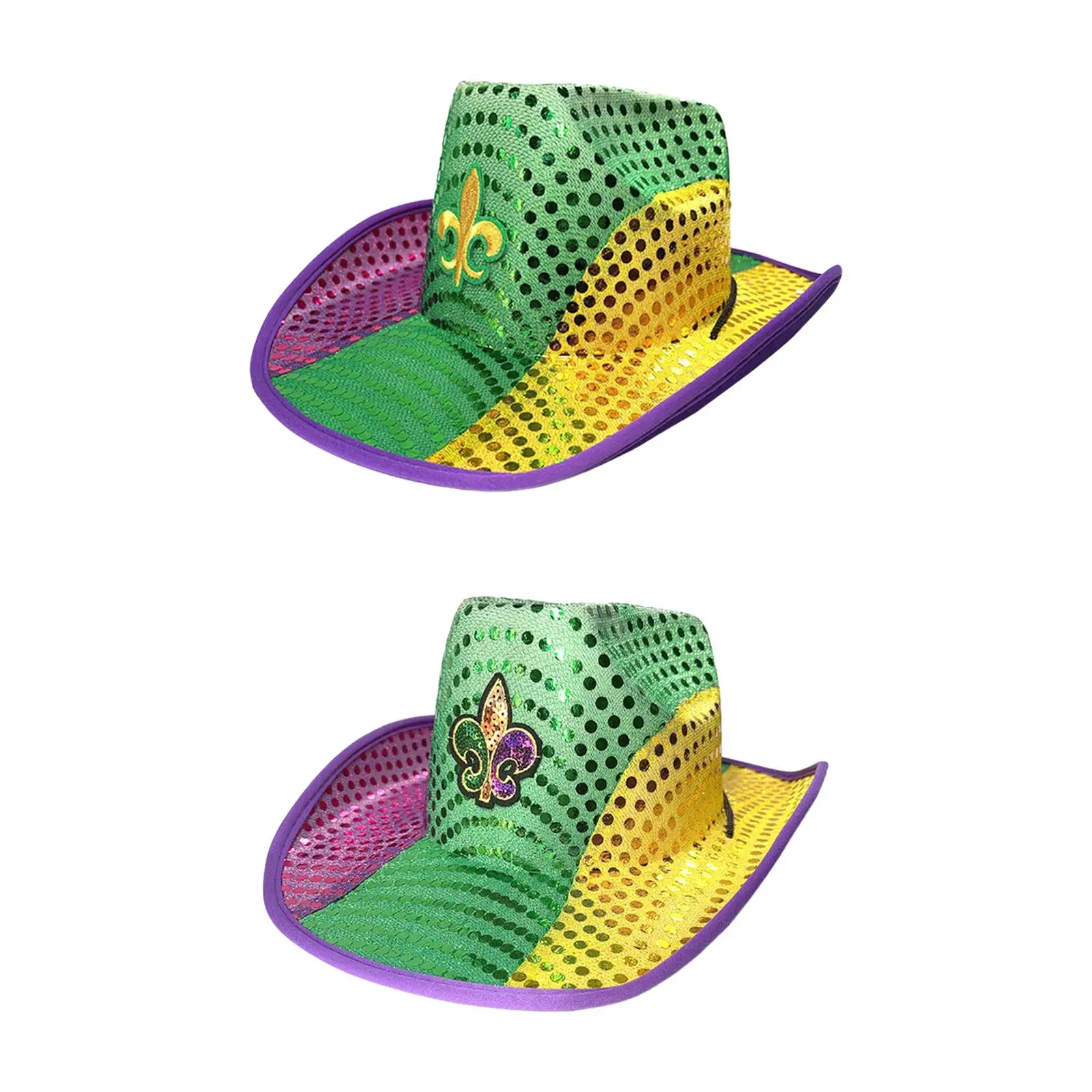 Sequin Cowboy Hat Jazz Hat for Women Men Stylish Sparkly Funny Mardi Gras Hat for Festival Dress up Carnival Nightclub Halloween 2