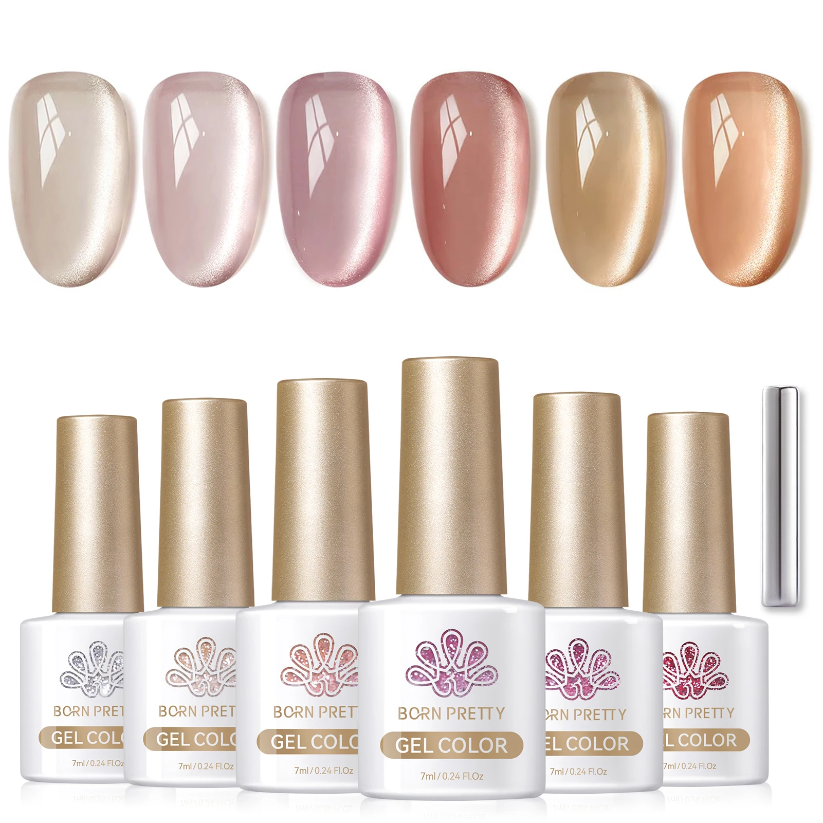 본 프리티 6병 7ml 흑요석 오드캣 마그네틱 젤 세트 블러드 레드 울트라 샤인 쏙 오프 UV 젤 네일 아트 바니쉬 매니큐어 세트