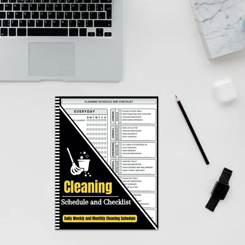 8.5x11.5 Inch Cleaning Schedule And Checklist Chore List for Adults Cleaning Checklist Daily Weekly and Monthly Planner