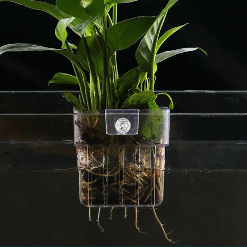 Aquarium Plant Holder Hangable Fish Tank Water Grass Planting Hydroponic Plant Basket Aquarium Planter Cups Wall Mounted Decor