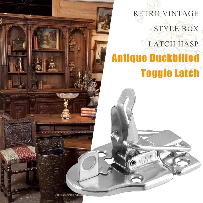 With Lock Hole Vintage Jewelry Wood Box Hasps Drawer Latches Decor Suitcases Hasp Latch Buckle Clasp Furniture Hardware 2sets