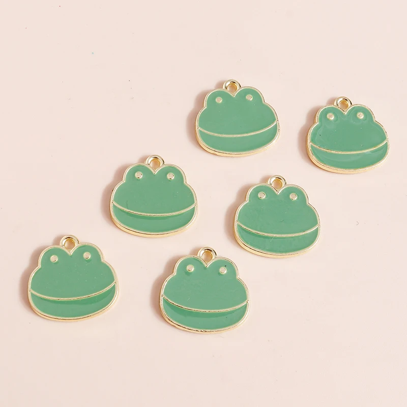 10pcs Summer Cartoon Animal Frog Charms for DIY Necklaces Earrings Making Accessories Frog Prince Pendants Handmade
