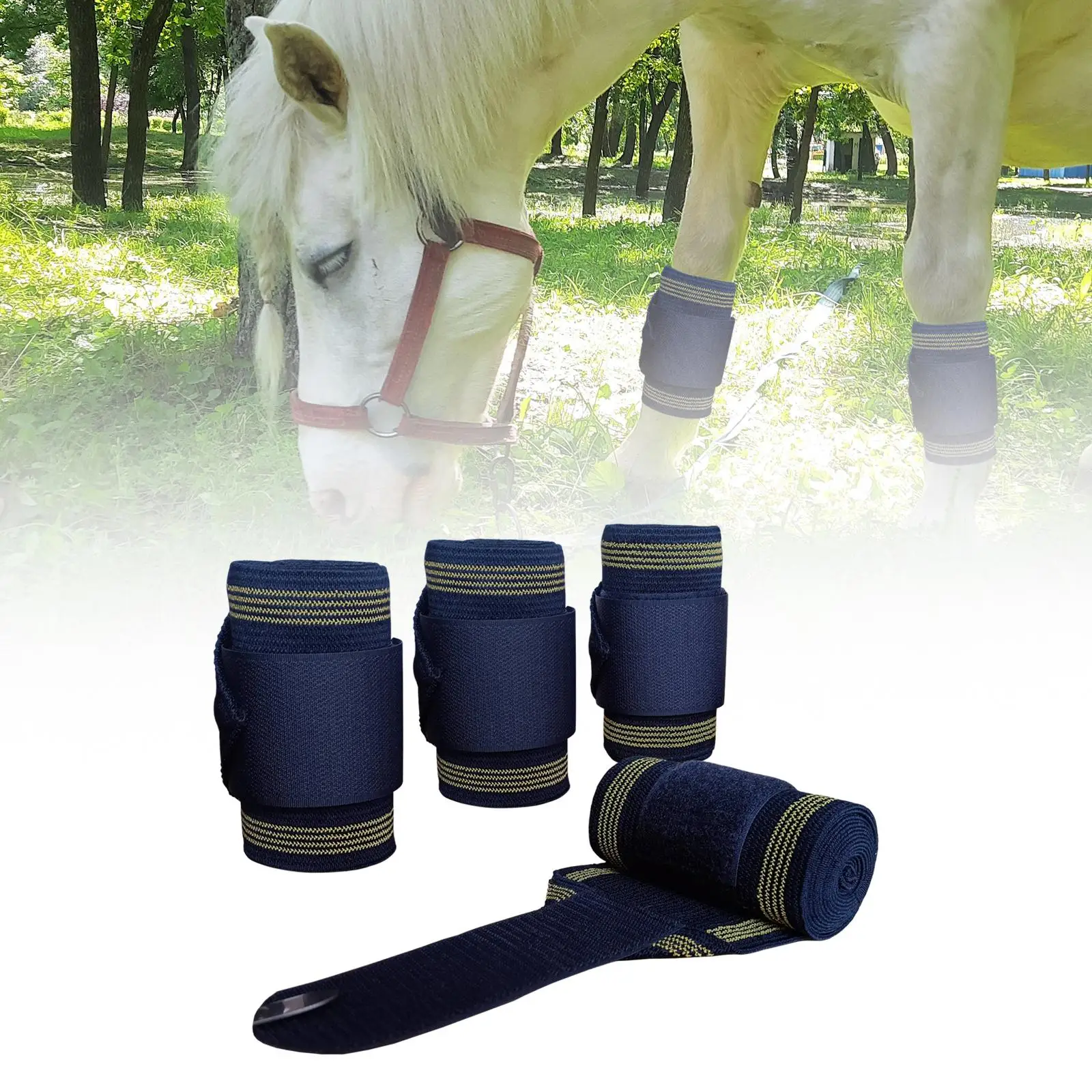 

4Pcs Horse Leg Wraps Sticky Strap Equestrian Equipment Horse Boot Wrap Horse Leg Protection Leg Guards for Training Exercising