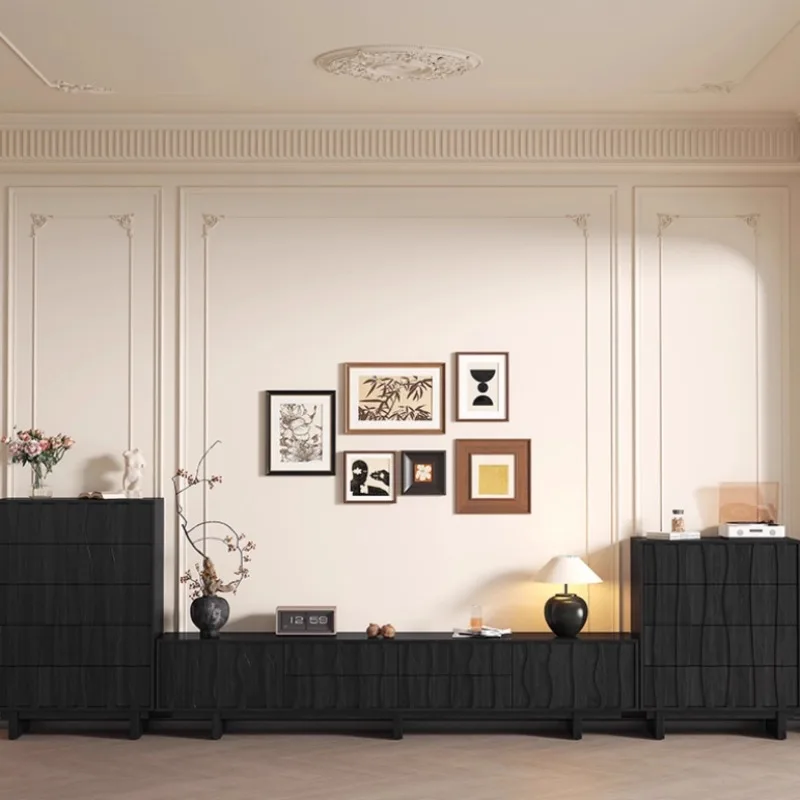 Solid Wood Mid Century Modern TV Stand With Coffee Table Storage Cabinet New Collection Small Space Living Room Furniture Set