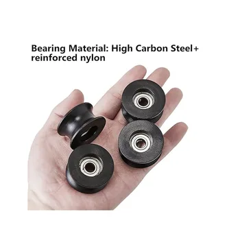 4pcs U type groove pulley nylon Guide Pulley Rolling Bearing 8x40x20mm for Driving Mechanical Equipment or Doors and Windows