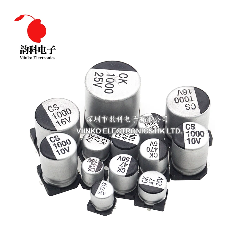 10PCS SMD Aluminum Electrolytic Capacitor 6.3V 10V 16V 25V 35V 50V 1UF 2.2UF 4.7UF 10UF 22UF 47UF 100UF 220UF 330UF 470UF 1000UF