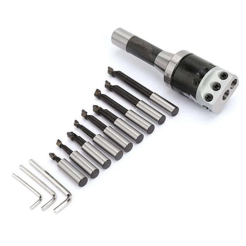 8PC 90° Indexable Carbide Boring Bar Set 20mm Shank - High Speed Steel - View #2