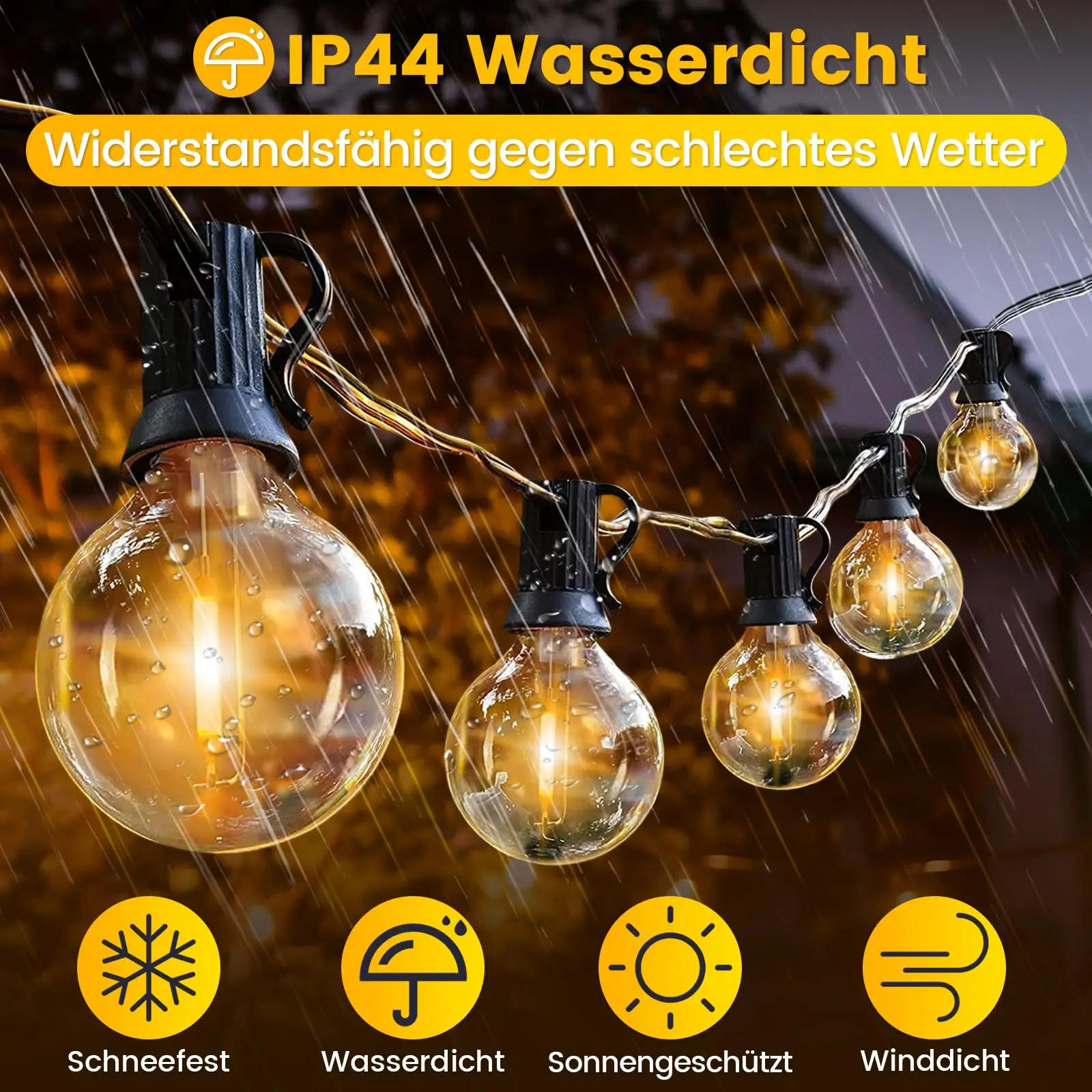 20m 50bulbs Waterproof G40 String Light Glass E12 1W Bulbs Outdoor Garland EU US Plug Connectable Christmas Garden Decoration