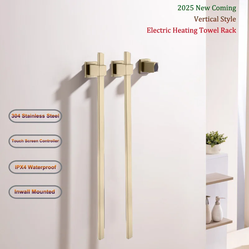 2025 สไตล์แนวตั้งไฟฟ้าเครื่องทําความร้อนผ้าเช็ดตัว 304 สแตนเลสสตีล/สีเทา 110/220V สําหรับห้องน้ํา (ติดผนัง) 1