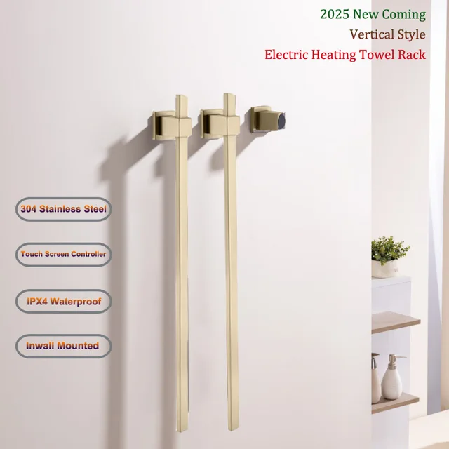 2025 สไตล์แนวตั้งไฟฟ้าเครื่องทําความร้อนผ้าเช็ดตัว 304 สแตนเลสสตีล/สีเทา 110/220V สําหรับห้องน้ํา (ติดผนัง) 1