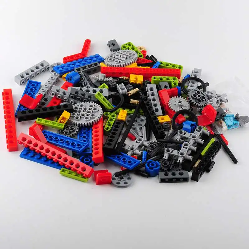 182pcs MOC Technical Set Gear Rack Push Rod Parts Curved Carrier Perforated Bricks Wheel Shaft Tire for legoeds Power Functions